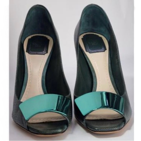 Christian DIOR Green Lizard Peep Toe Platform Heels Pumps - Picture 11 of 11